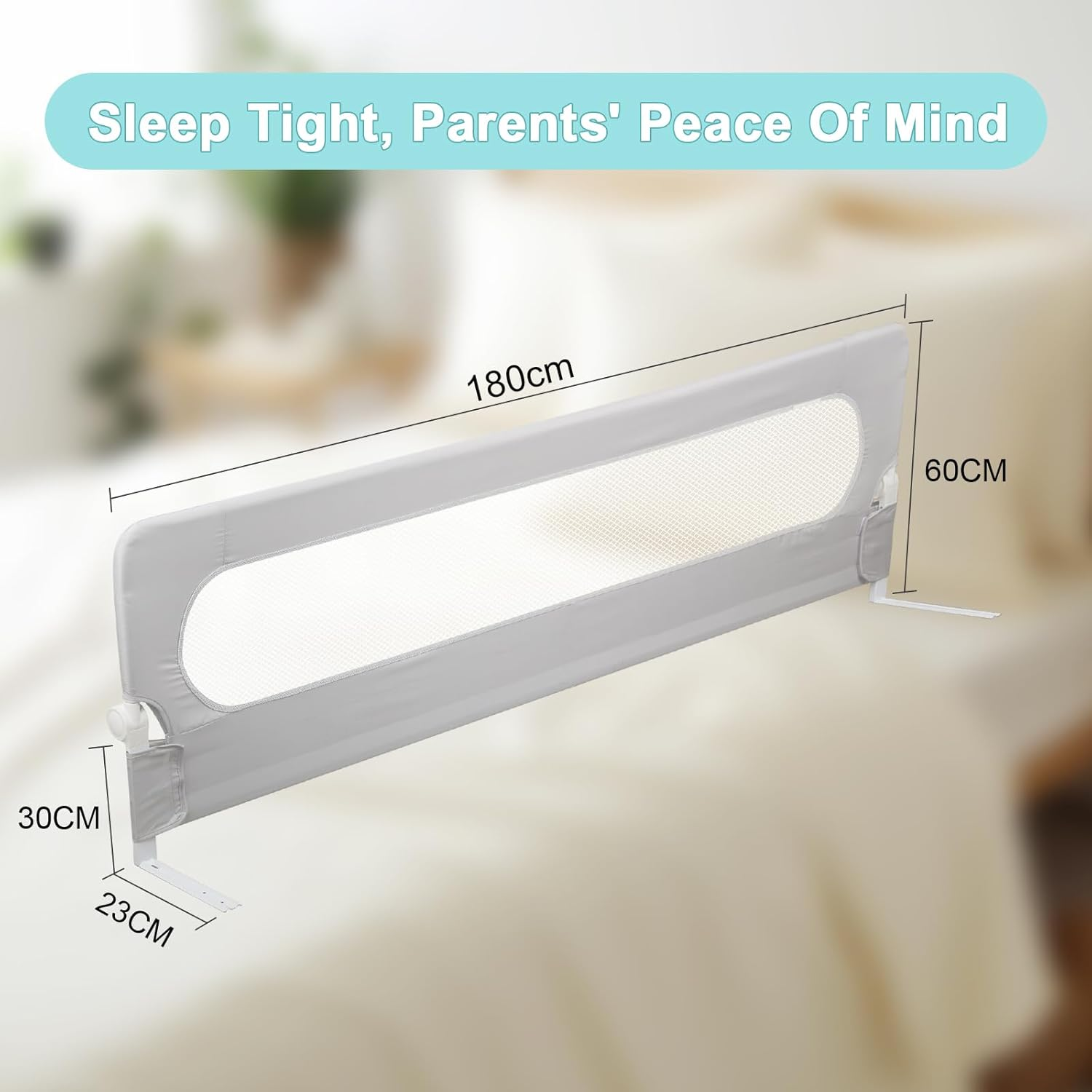 Omebel Toddler Bed Rail, 180Cm/200Cm Extra Long Baby Kids Bed Rail Guard Height Adjustable Folding, Safe Bed Side Rail for Queen, Full Size, Twin, King Size, Foldable & Button-Release Design image number 4