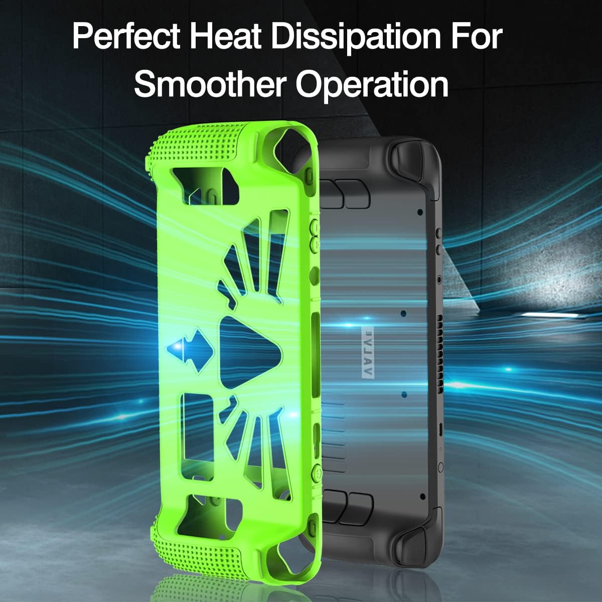 SUIHUOJI Steam Deck/Steam Deck OLED Standing Protective Case, Thickening Silicone Accessories Protector, Soft Cover Skin Shell with 2 Pairs Thumb Grips, Full Protection for Valve Stream Deck (Green) image number 6