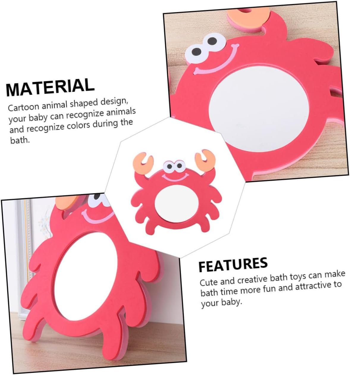 Totority 3 Pcs Eva Cartoon Mirror Bath Toy Summer Toys for Mirror Bathtub Bathing Time Toy Fun Bath Toys Mirror Bath Toy Cartoon Mirror Toys Take a Bath Child image number 6