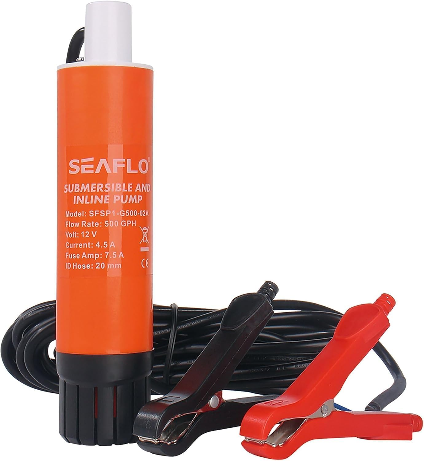 SEAFLO 500GPH 12V Submersible & Inline Water Pump &ndash; Diesel & Seawater Compatible, Portable, Quiet, 3/4" Outlet for Marine, Boat, Caravan, Camping & RV Use