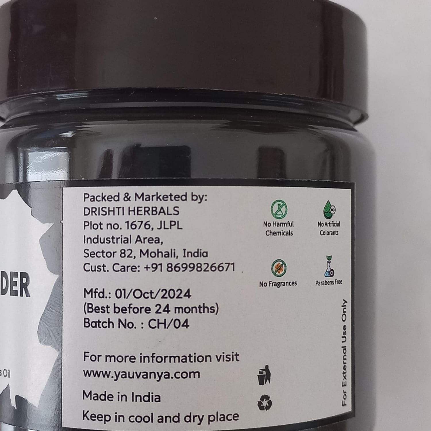 Yauvanya Activated Charcoal Powder - 75 Gms | Face Mask | Skin Detox