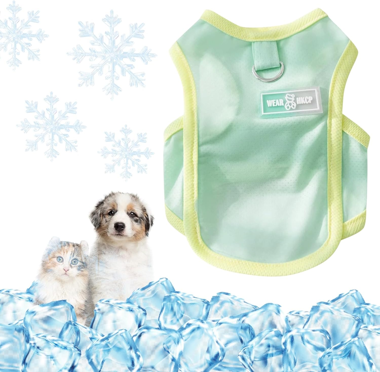 Yaopelky Dog Cat Dog Cooling Vest Summer Clothes with D Ring Breathable Quick Dry T Shirt Sun Protection Outdoor Activities (Blue, L, 4-5.5