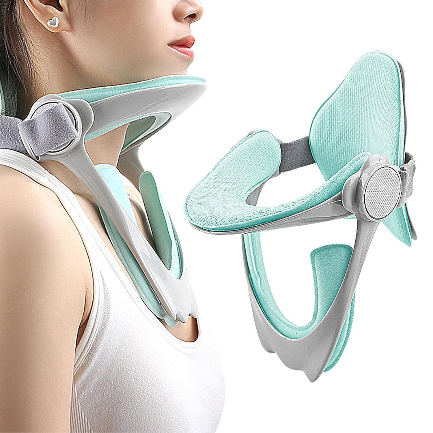 Front Neck Correction Brace, Posture Corrector Neck Brace 360&deg;Adjustable Cervical Traction Device Posture Corrector for Watching, Videos, 20.5X16.5X12.2Cm image number 5