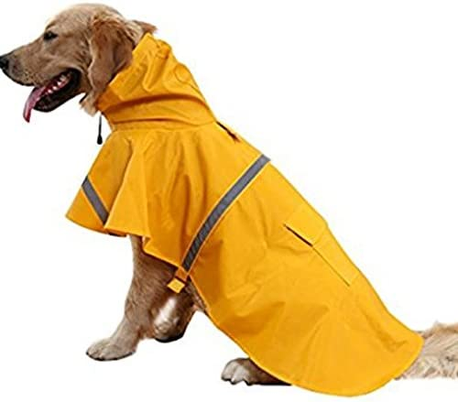 Hotumn Large Dog Raincoat Dog Waterproof Clothes Adjustable Pet Clothes Lightweight Rain Jacket Poncho Hoodies with Strip Reflective (XXL) image number 4