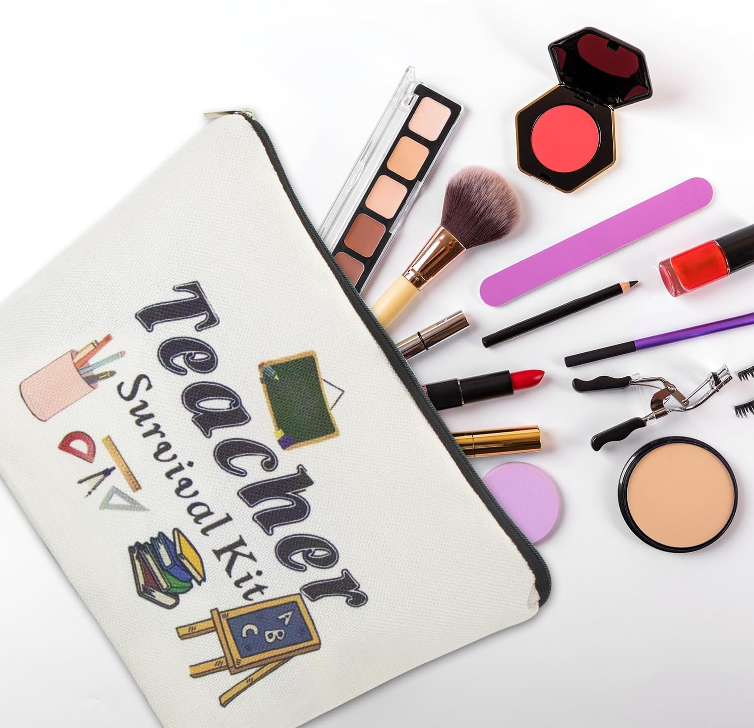 ALLY-MAGIC Teacher Appreciation Gifts for Women, Teacher Survival Kit, Best Teacher Ever Teacher Supplies for Classroom Makeup Bag Pencil Pouch Preschool High School Colleagues Birthday Gifts