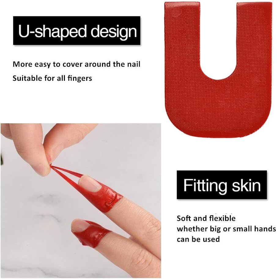 EBANKU Nail Polish Protector, 14 Sheets 140 Piece Disposable Peel off Sticker U-Shape Tape for Nail Art Painting, Soft Plastic Nail Art Protector Spill-Proof Stickers Stamping Manicure Tool image number 6