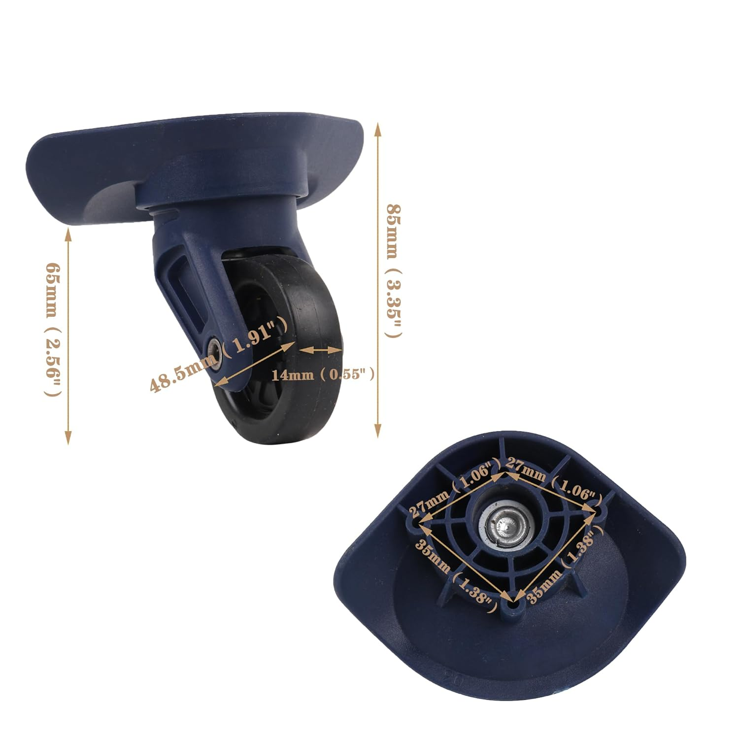 RDEXP 85 X 50Mm Luggage Wheels Replacement for Travel Swivel Wheels W321 Set of 1 image number 4