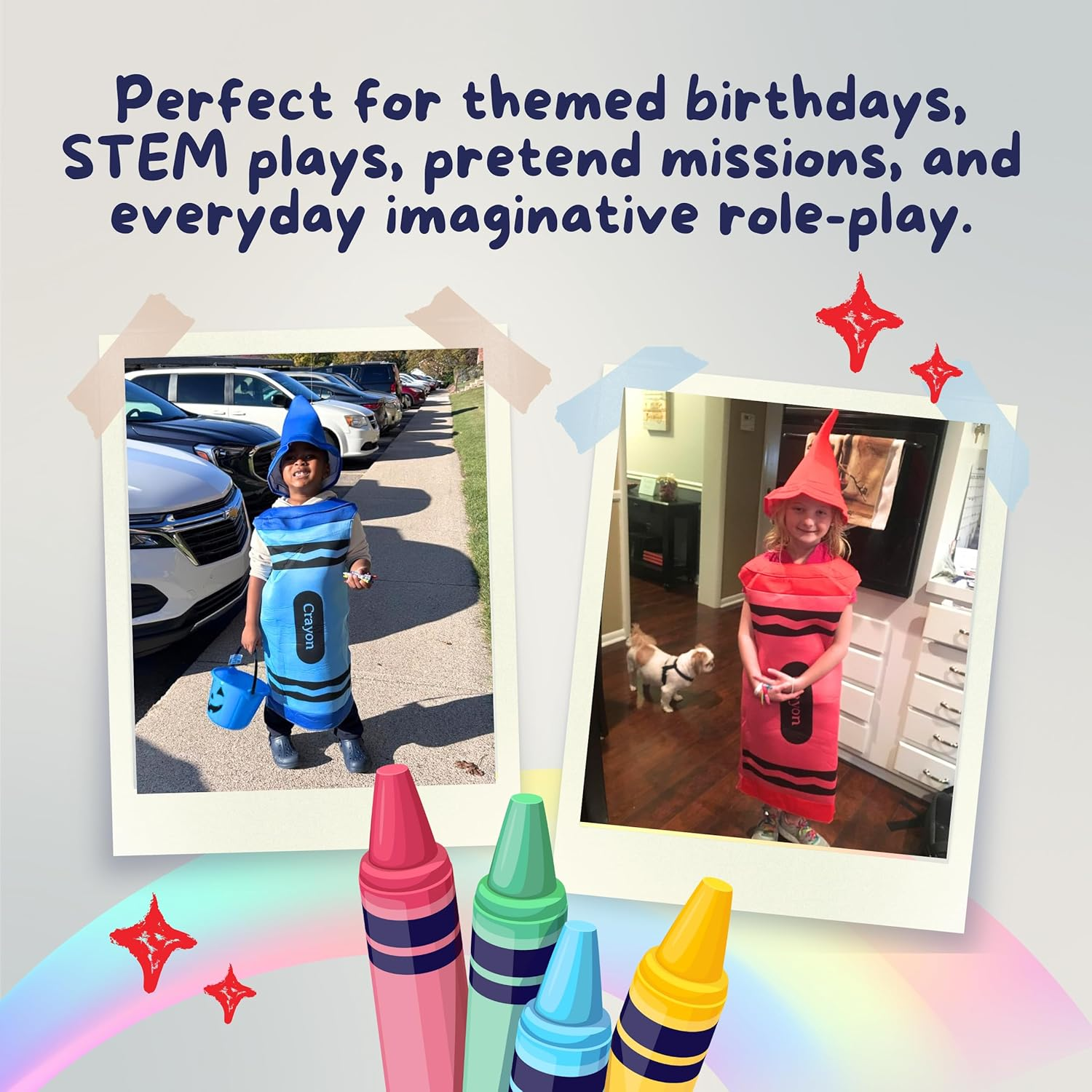 Dress up America 597-L Kids Blue Crayon Costume, 12-14 Years (Waist: 86-96, Height: 127-145 Cm) image number 6