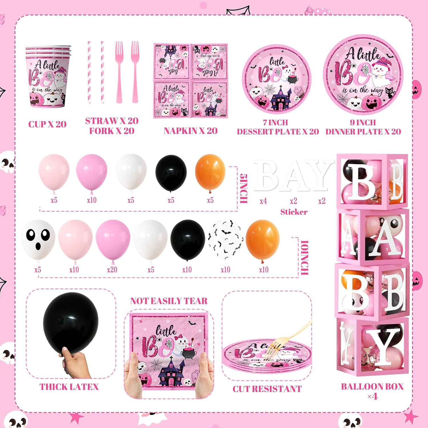 Boo Baby Shower Decorations (Pink) image number 4