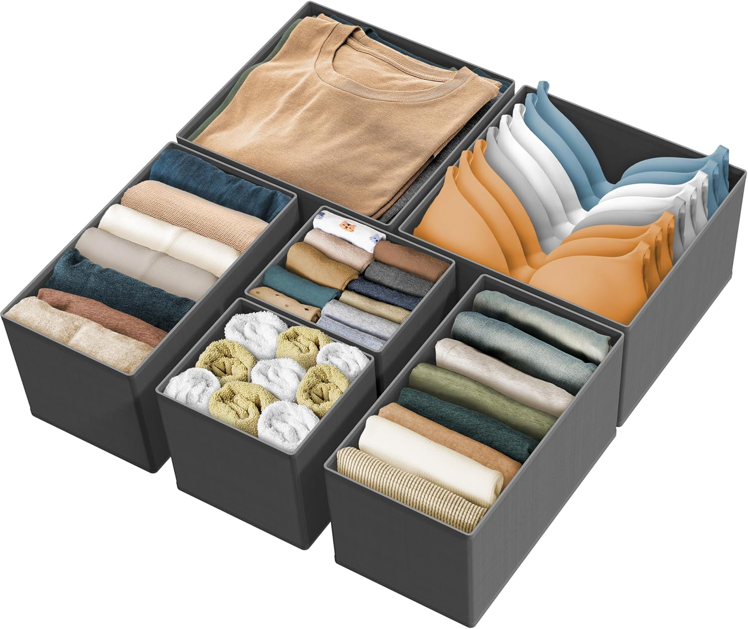 Simple Houseware Clothes Drawer Organiser, 12 Pack, Beige