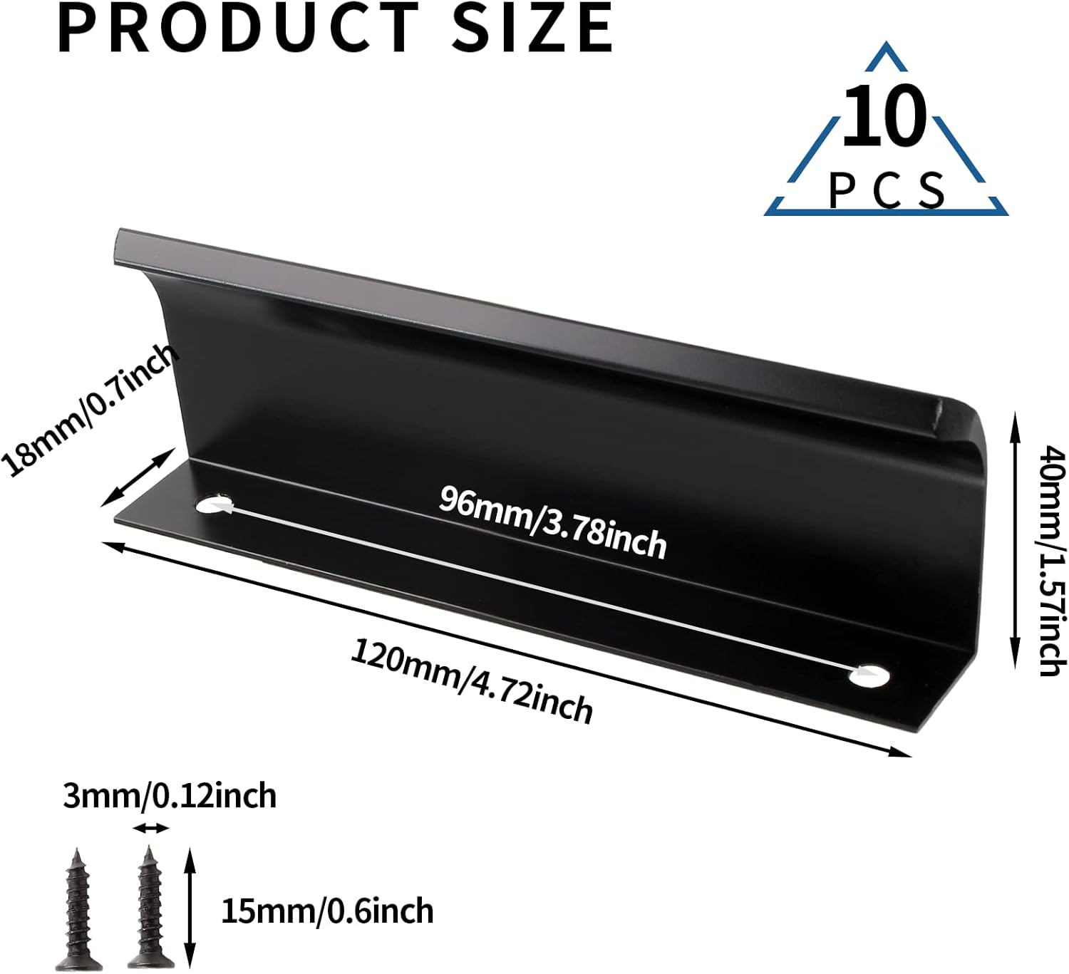 Auvotuis 10Pcs Modern Finger Edge Pulls, 120Mm/ 4.72Inch Aluminum Hidden Tab Pull Handles Black Concealed Finger Drawer Handles for Cabinet, Kitchen, Closet, Wardrobe, Door