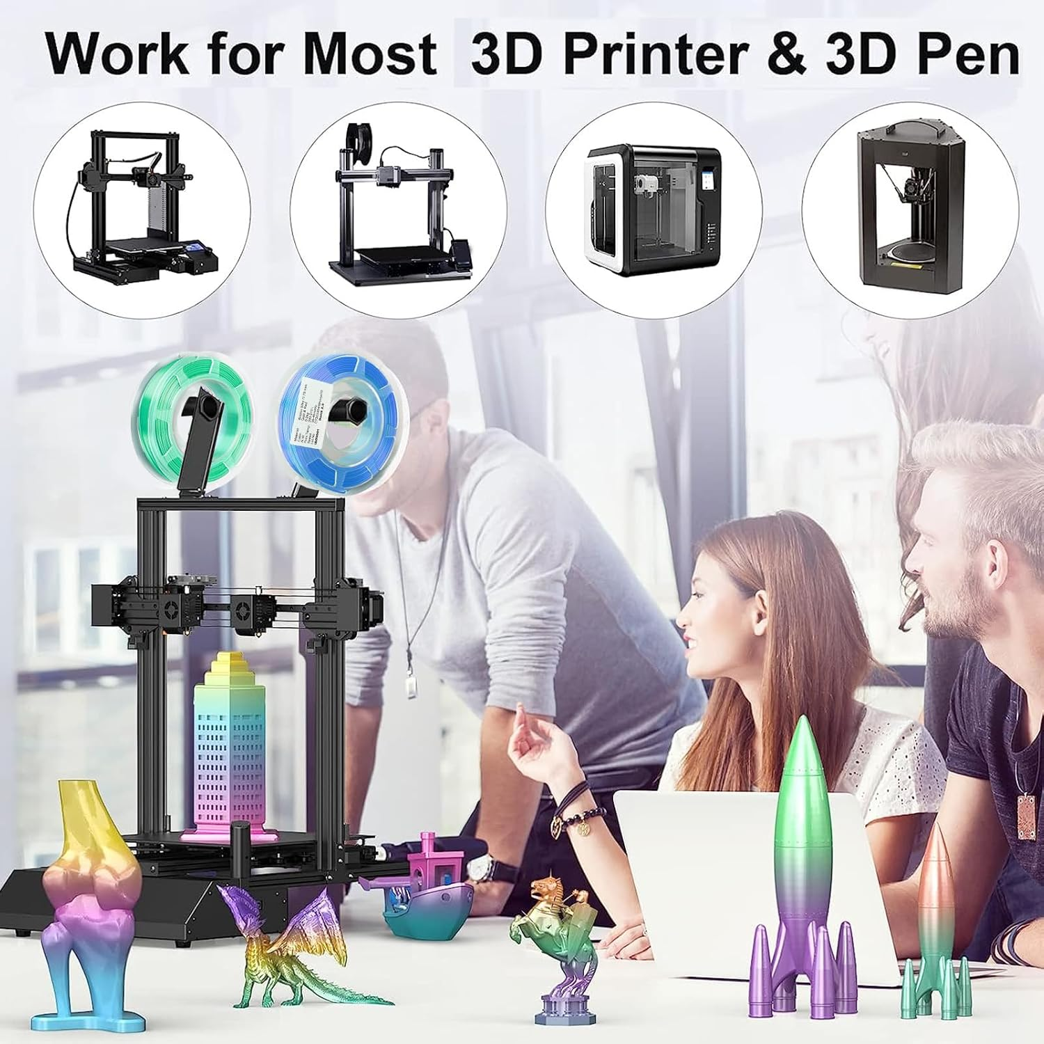 Conductive PLA Filament, 1.75Mm Bundle 3D Printer Filament, 30-45Mm/S Printing Speed PLA 3D Printing Filament, 200G Consumable 3D Printer Accessory, 1.75Mm Filament image number 3