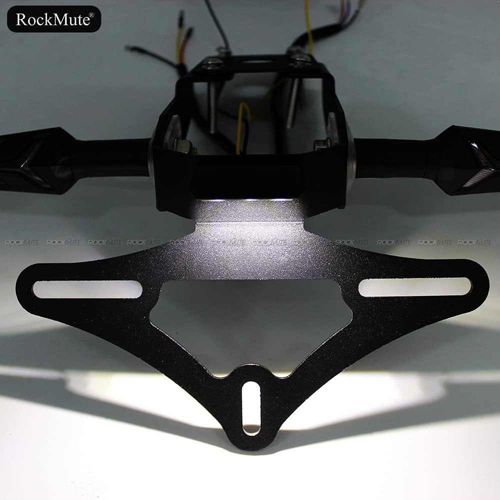 Motorcycle Tail Tidy for Kawasaki Ninja 650 Z650 2017-2021 Licence Plate Holder Fender Eliminator Bracket Mount with Turn Signal Indicator Sequential Flowing LED Light (Full Set (Holder+Indicators))