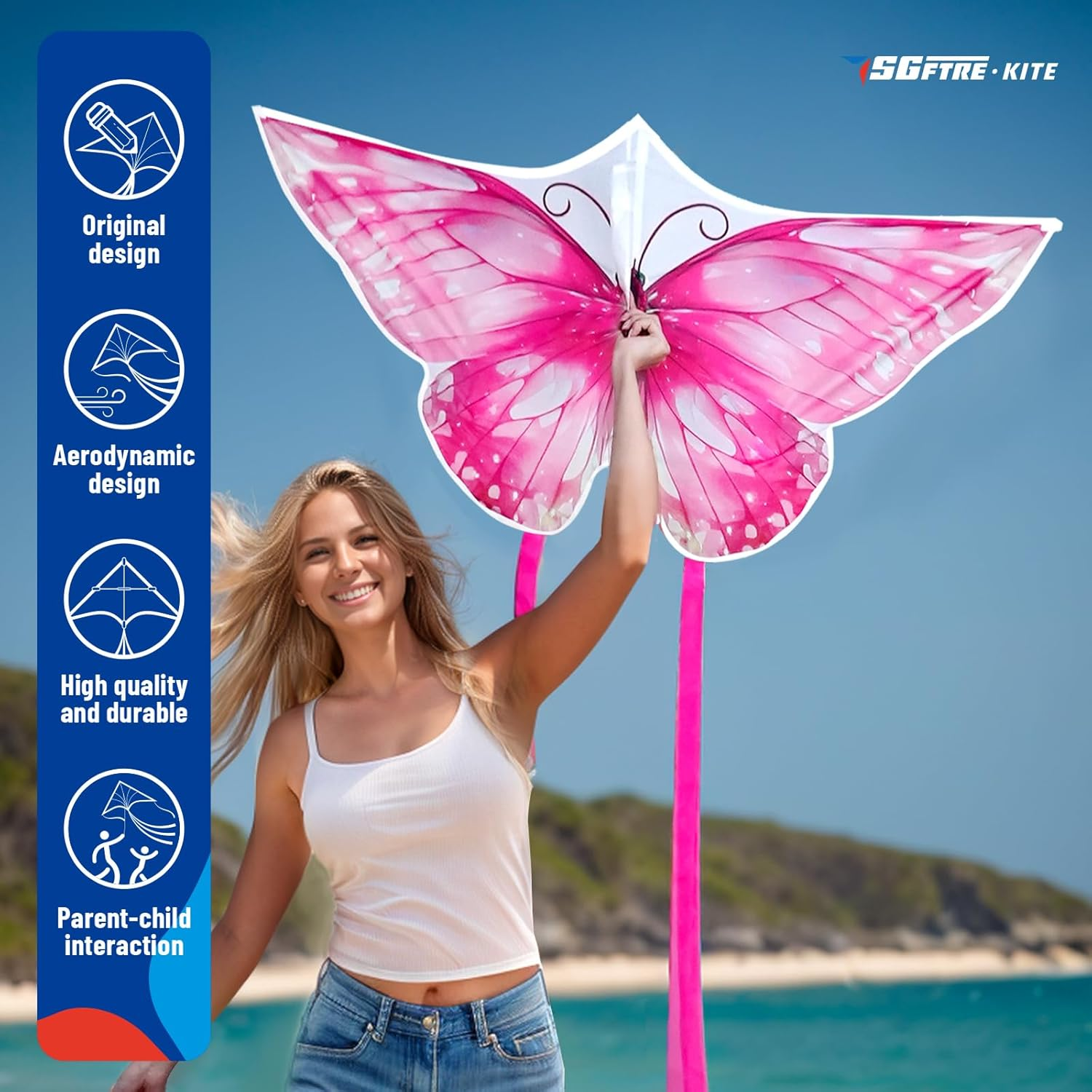 Sgftre Schmetterlingsdrachen F&uuml;r Kinder Und Erwachsene,Lleicht Zu Fliegen Outdoor-Spielzeug F&uuml;r Jungen Und M&auml;dchen, Ideal F&uuml;r Outdoor-Aktivit&auml;ten image number 1