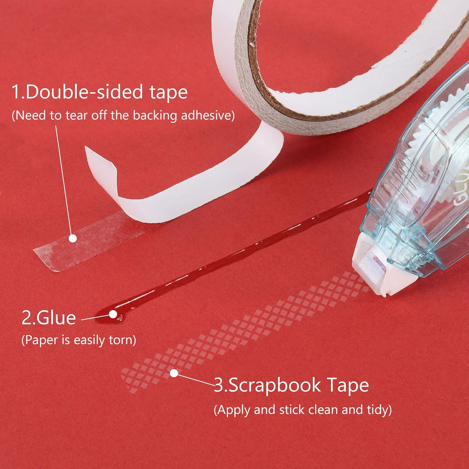 Acdesign Scrapbook Tape,8Pcs Double Sided Tape Roller for Crafts,Glue Tape for Scrapbooking Photo Tape School Office Journaling Supplies image number 3