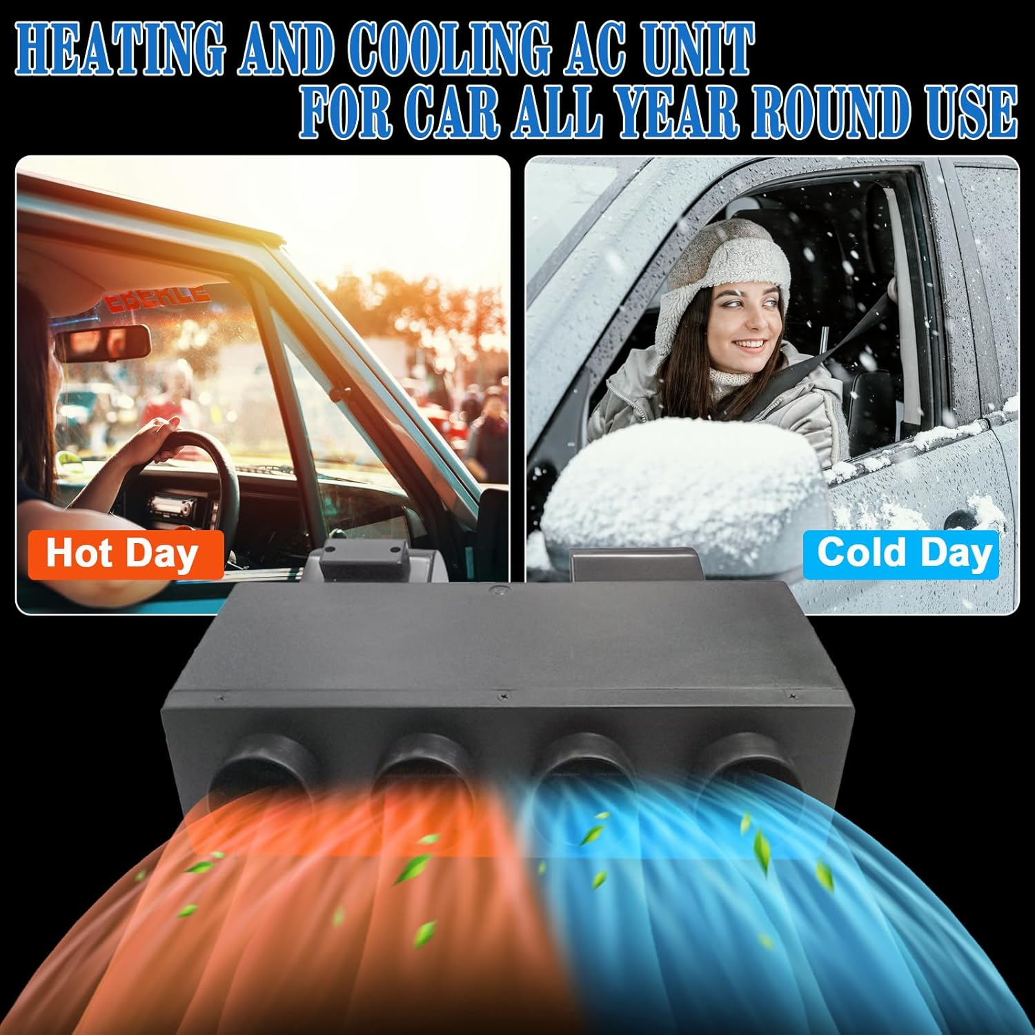 12V DC Universal under Dash Air Conditioner Heater, 10000BTU Automotive A/C Unit Cooling Heating System, 12 Volt Inverter Underdash AC Kit with 20CC Compressor, Fast Cooling for Car RV Pickup Truck image number 1