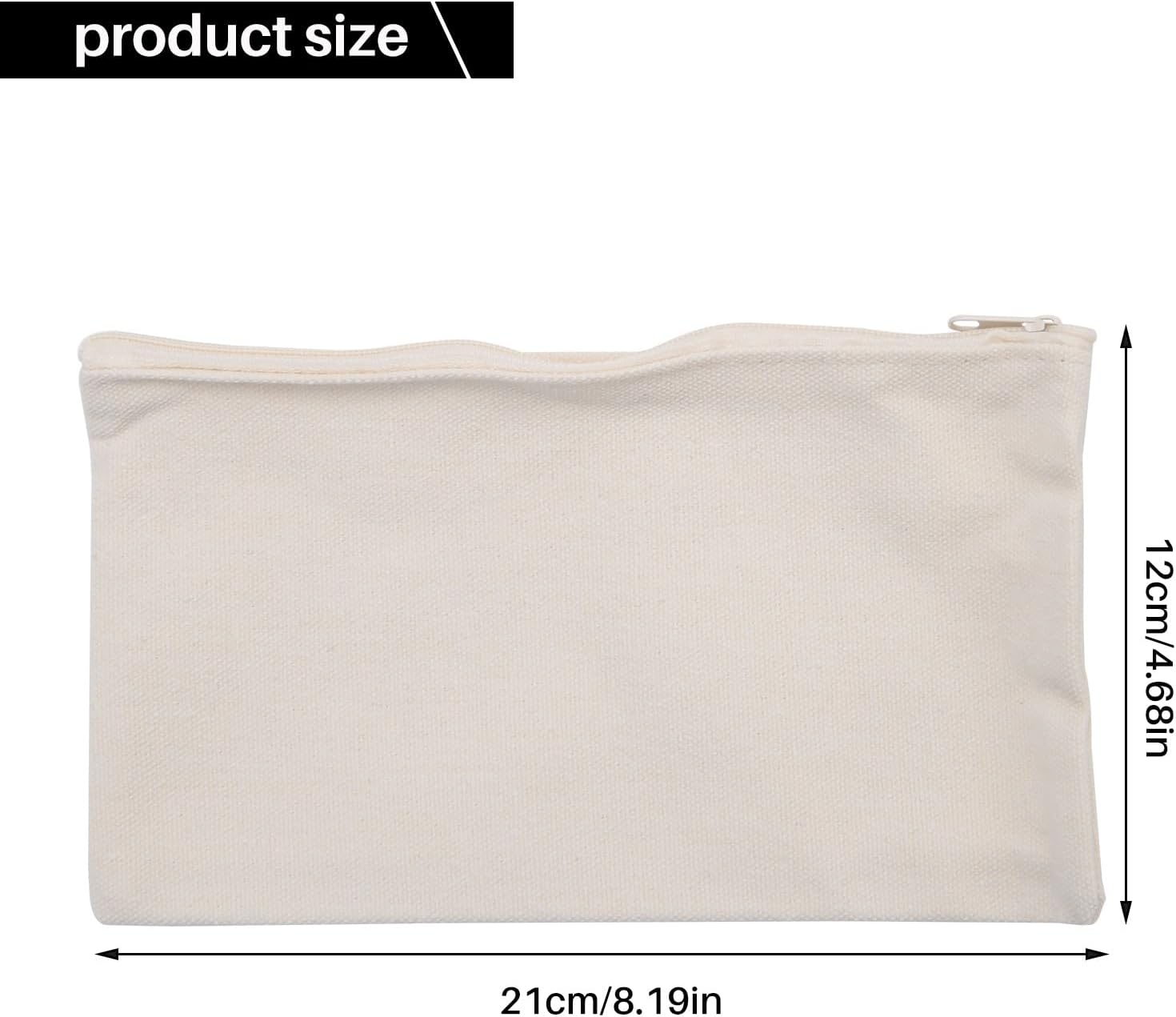 40 Pcs Canvas Pencil Pouch Zipper Makeup Bags Canvas Zipper Pouch Bags Blanks Pencil Case Blank Craft DIY Multipurpose Toiletry Stationary Storage Bags(Beige) image number 1