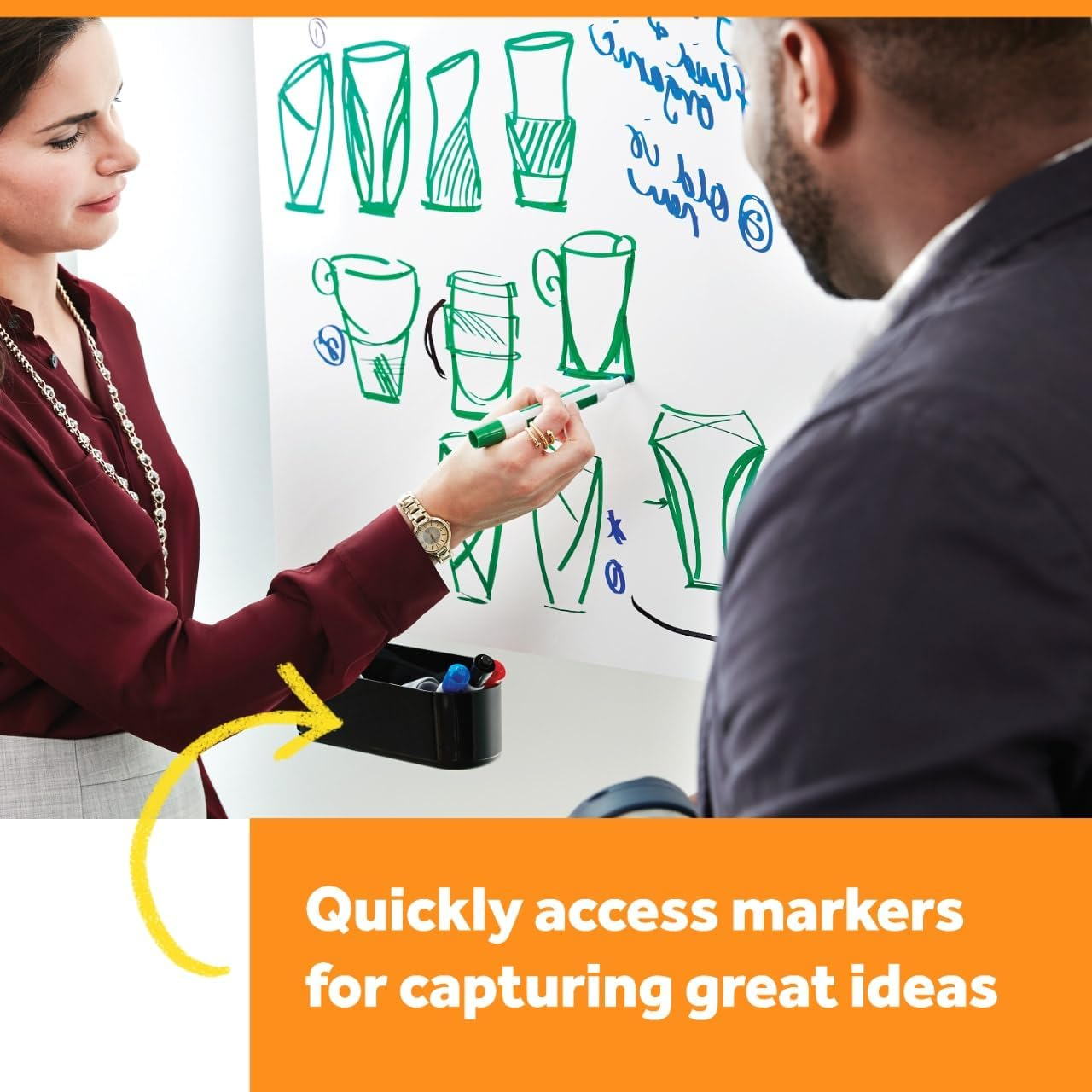 Post-It Instant Whiteboard Film Dry Erase Surface Accessory Tray, (Deftray)