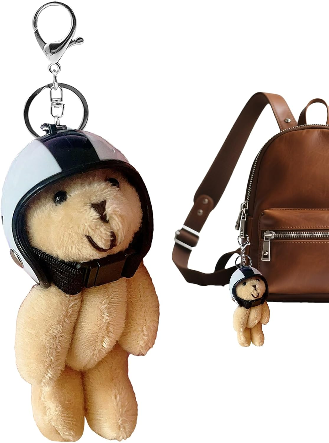 Weqizuerqi Cute Bear Keyring, Helmeted Teddy Bear | Decorative Pendant, Animal Ring for Women Decoration Bag Travel Bag Wallet