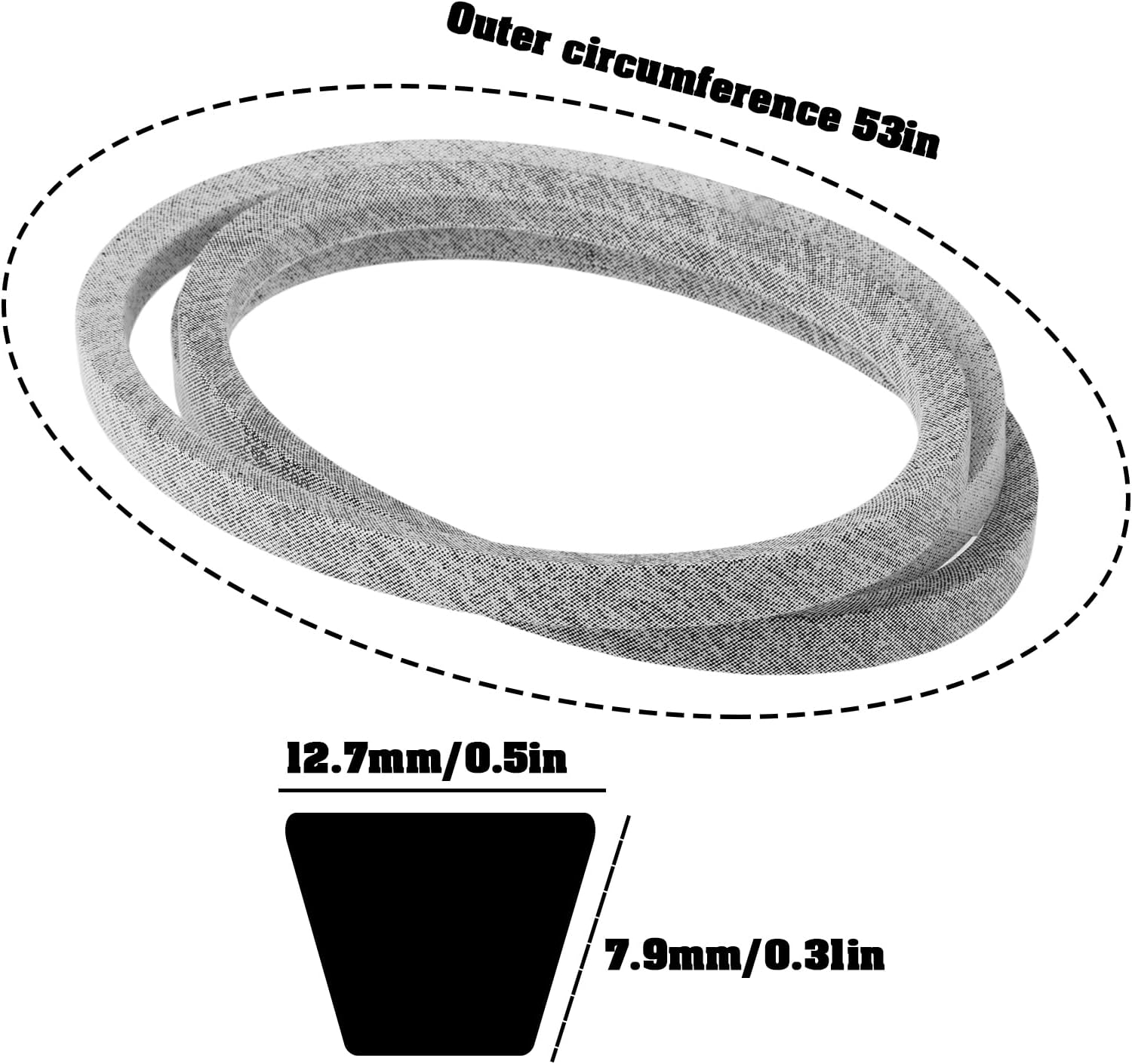 Lawn Mower Triangular Conveyor Belt 1/2X53Inch 61407042110 Compatible with VIKING MR4082 image number 5