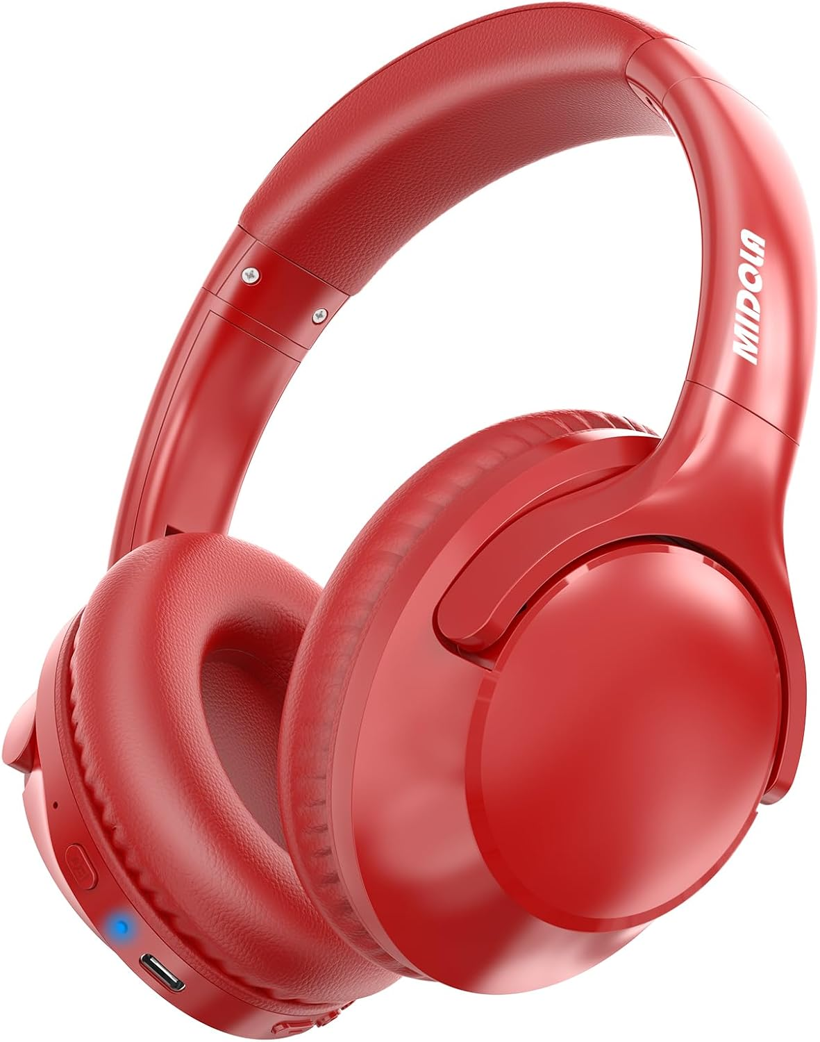 MIDOLA Bluetooth Headphones over Ear 68H Playtime 6 EQ Wireless Headset with Microphone Hifi Stereo Foldable Lightweight Deep Bass for Travel Home Office Cellphone Red - Cyan image number 5