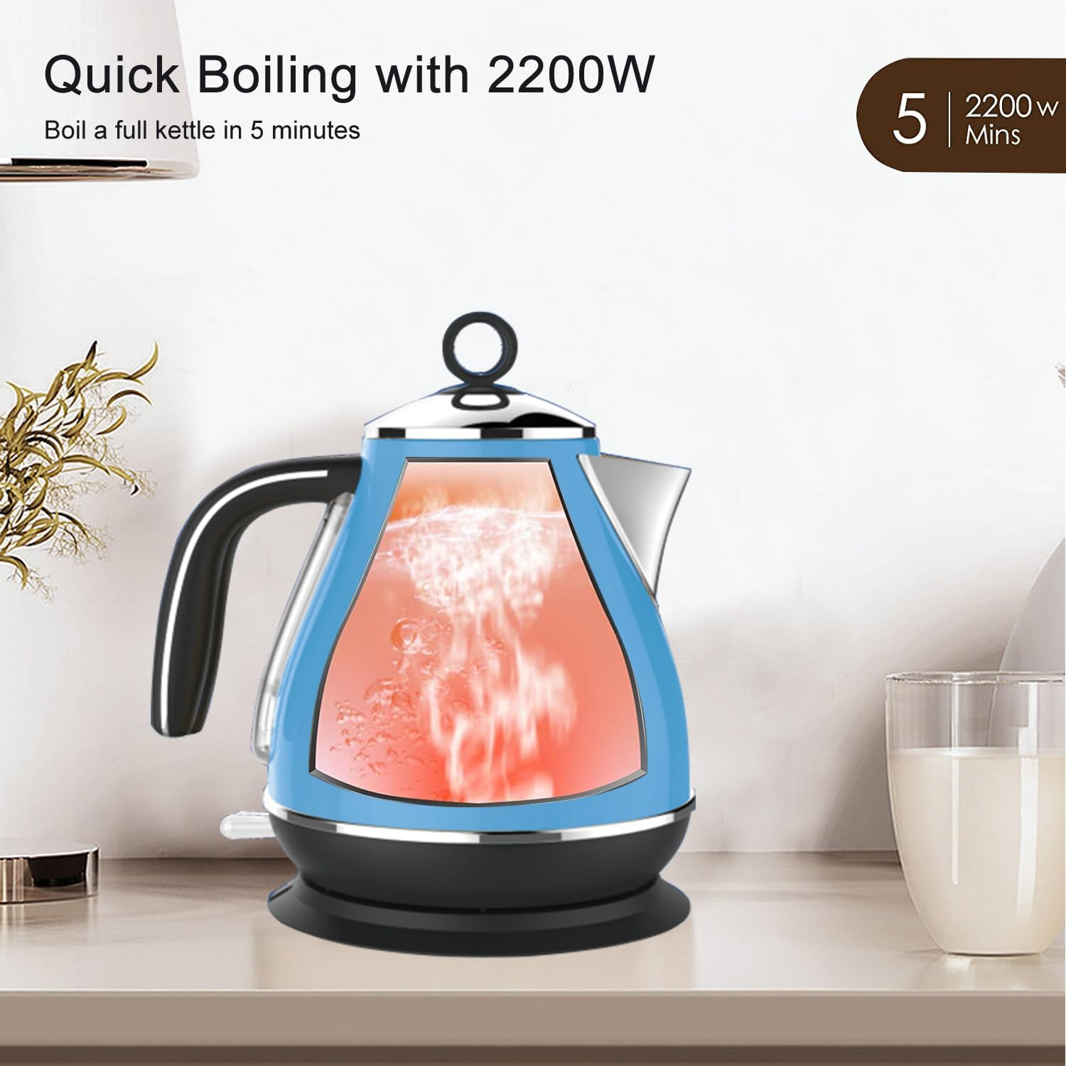 Vintage Electric 2 Slice Toaster & Kettle Combo Stainless Steel - Sky Blue image number 3