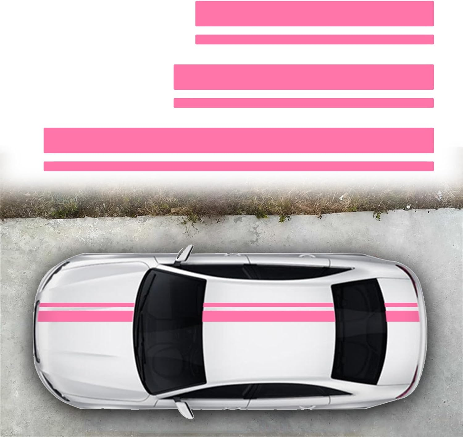 SUNJIKA 3PCS Vinyl Car Side Sticker Long Stripe Graphic Auto Hood Tailgate Body Racing Sports Decals Universal Car Truck DIY Decal Stripe Vinyl Stickers Decoration (Black)