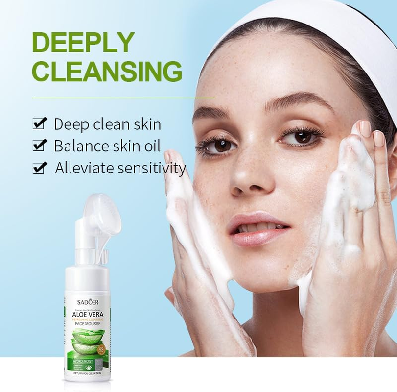 Aloe Vera Face Mousse, Deep Cleansing, Balances Skin Oil image number 5