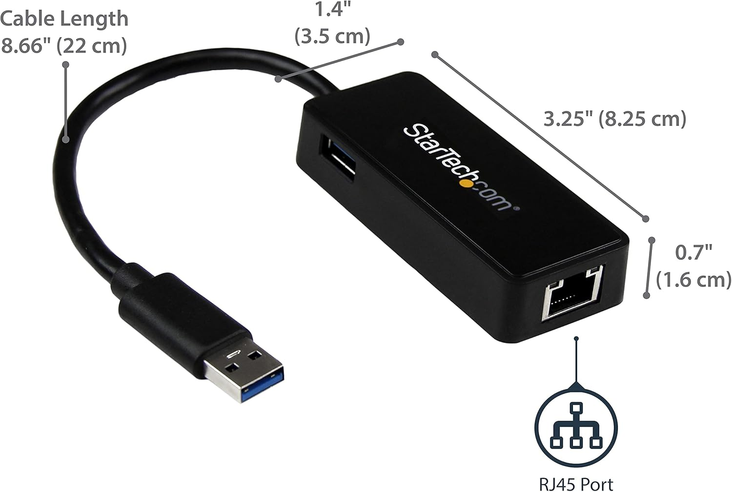 Startech.Com USB 3.0 to Gigabit Ethernet Adapter NIC with USB Port, Black (USB31000SPTB) image number 2