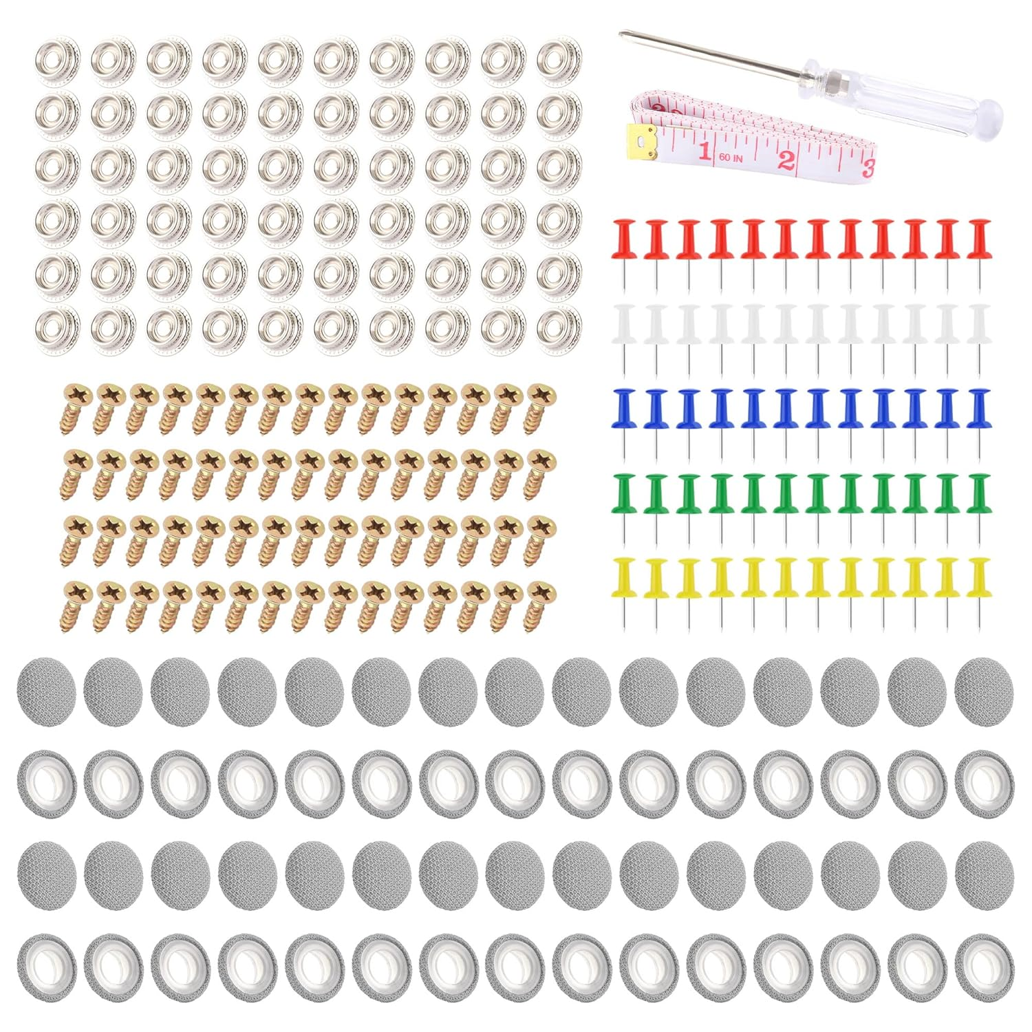 60PCS Car Headliner Repair Kit,Push-In Rivets Retainer Clips Headliner Pins for Car Interior Accessories Patching,Multipurpose Ceiling Fabric Repair Buckle with Installation Tool (Black)