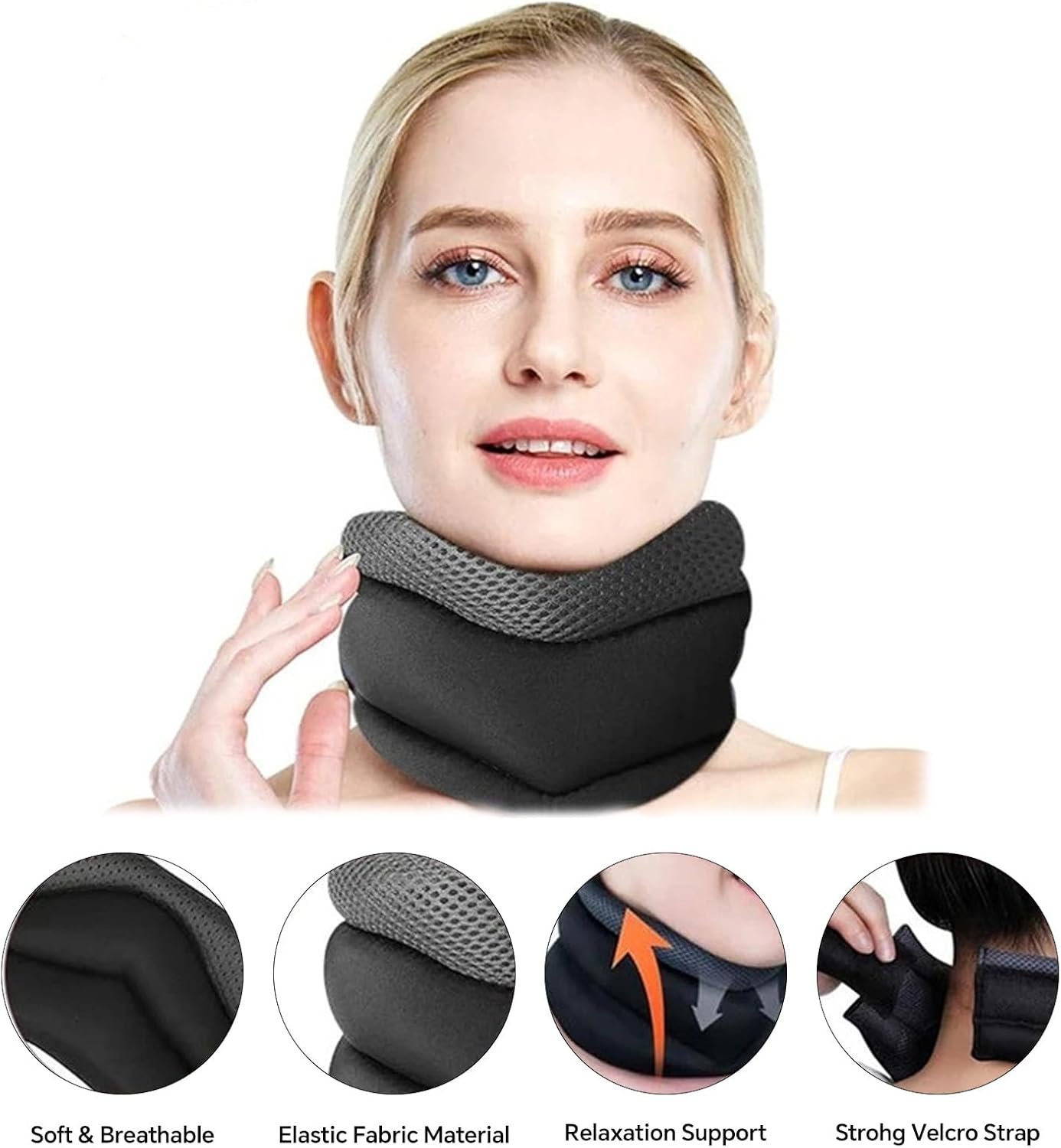 Vitavix anti Snoring Neck Support Brace, Adjustable Soft Foam Cervical Collar for Sleeping, Ergonomic Neck Support for Snore Relief & Cervical Spine Pressure, Comfortable Sleep Aid for Men & Women image number 6