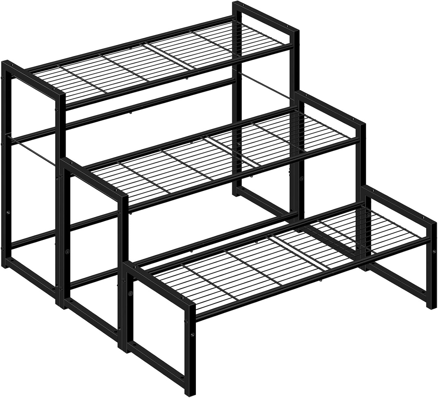 Simple Trending 3 Tier Metal Plant Stand Outdoor Indoor Waterproof, Stackable Heavy Duty Tall Plant Shelf Flower Pot Holder for Garden, Display Rack, Black image number 4