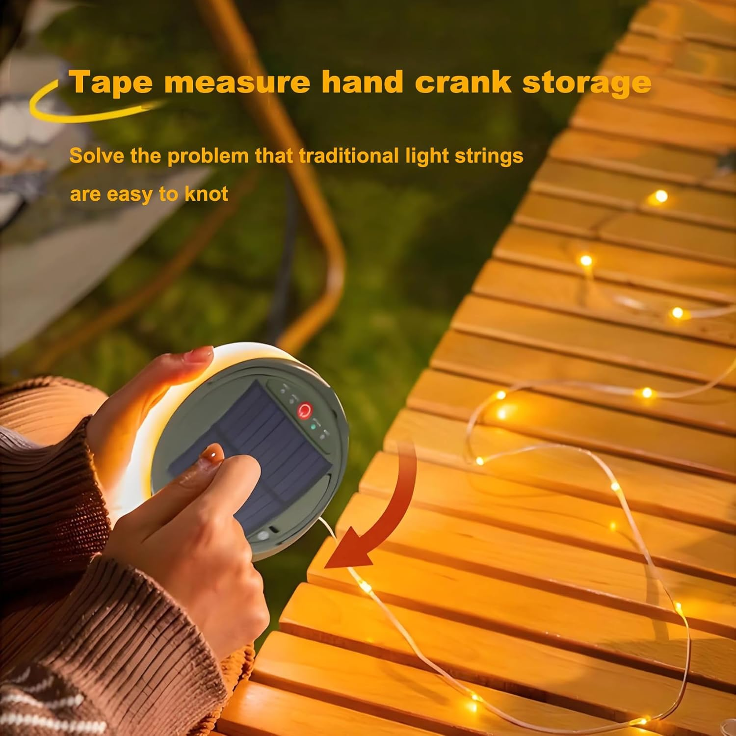 AUTENS Retractable Camping String Lights, All in 1 USB Rechargeable Lantern, Outdoor String Lights with 8 Lighting Modes, Quick 30S Recovery, Tent Lights for Camping, Hiking, Yard, RV image number 1