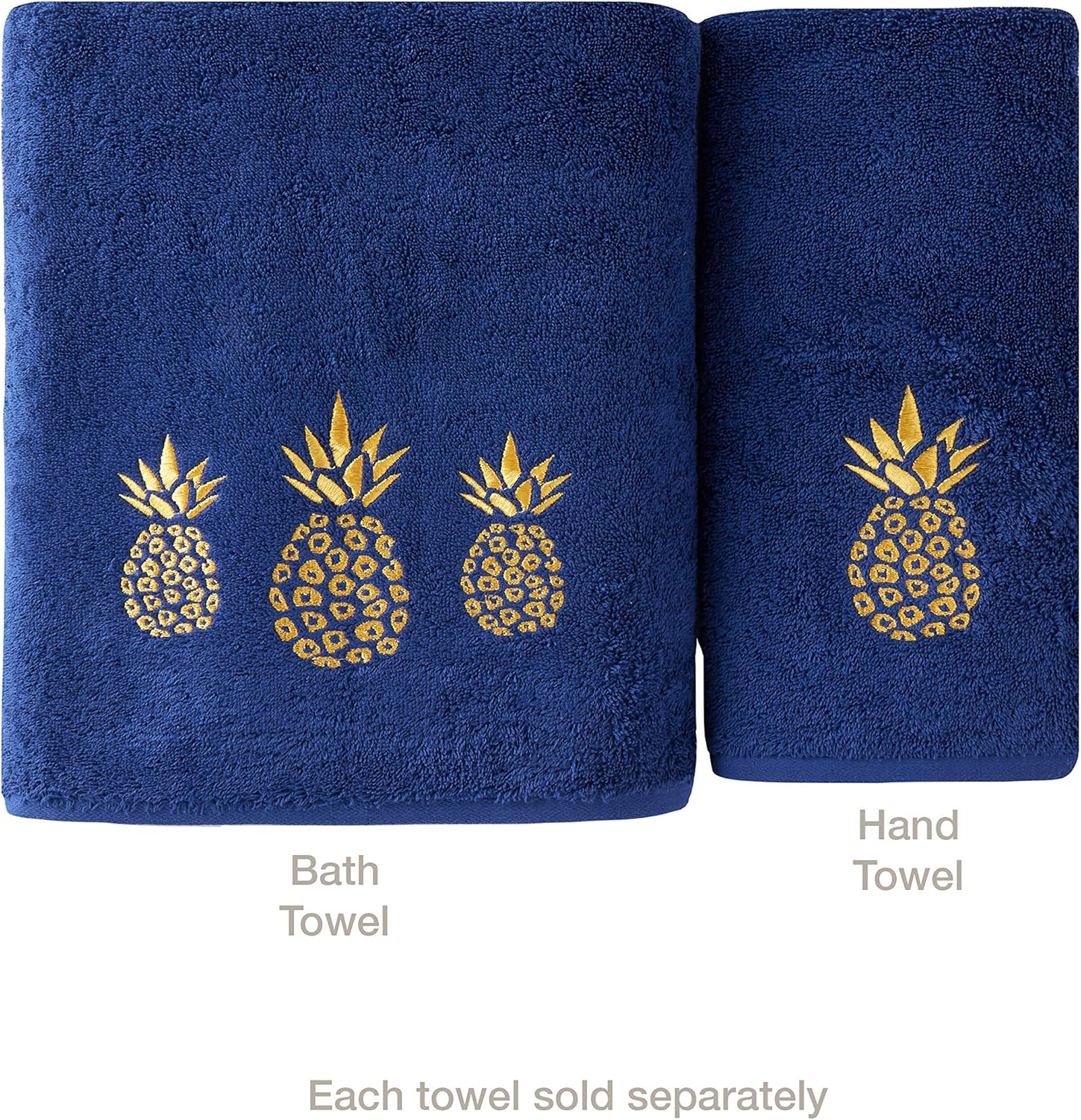 SKL Home by Saturday Knight Ltd. Gilded Pineapple Bath Towel, Navy