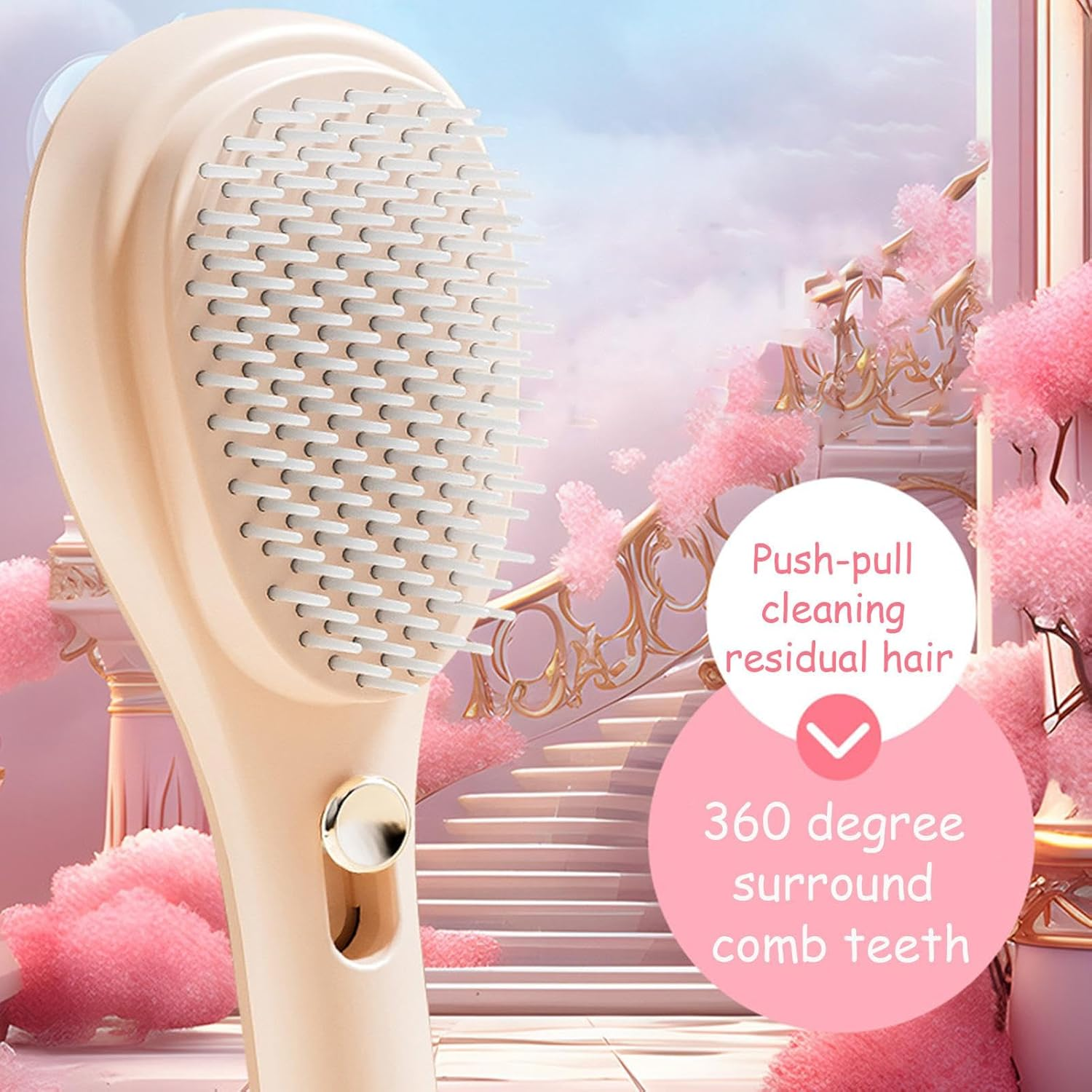 Antistatic Massage Comb, Hair Brush for Women, Cleaning Comb, Self-Cleaning Anti-Static Hair Brush for All Hair Types and Wigs image number 1