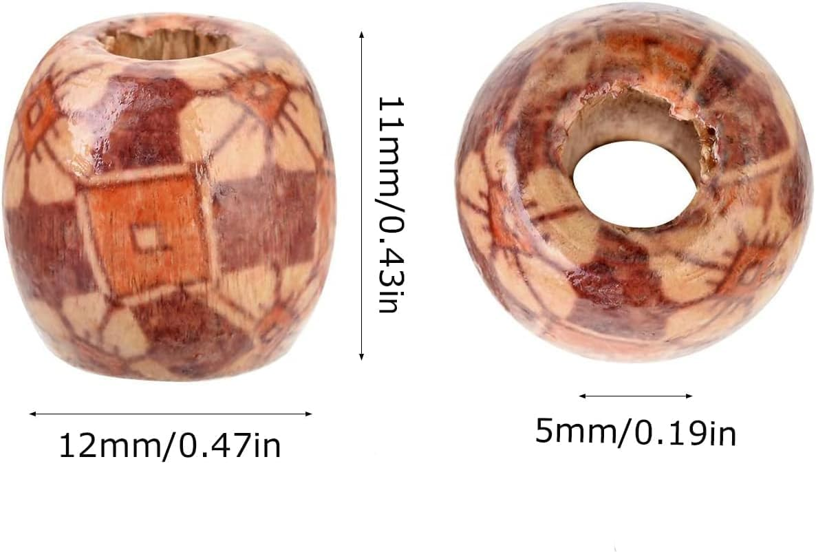 300Pcs Large Hole Barrel Wood Beads, Betterjonny 12Mm Mixed Painted Barrel Wood Spacer Beads Hair Braid Beads for Macrame Rosary Bracelet Jewelry Craft Making - 300Pcs Barrel Beads(12Mm) image number 5