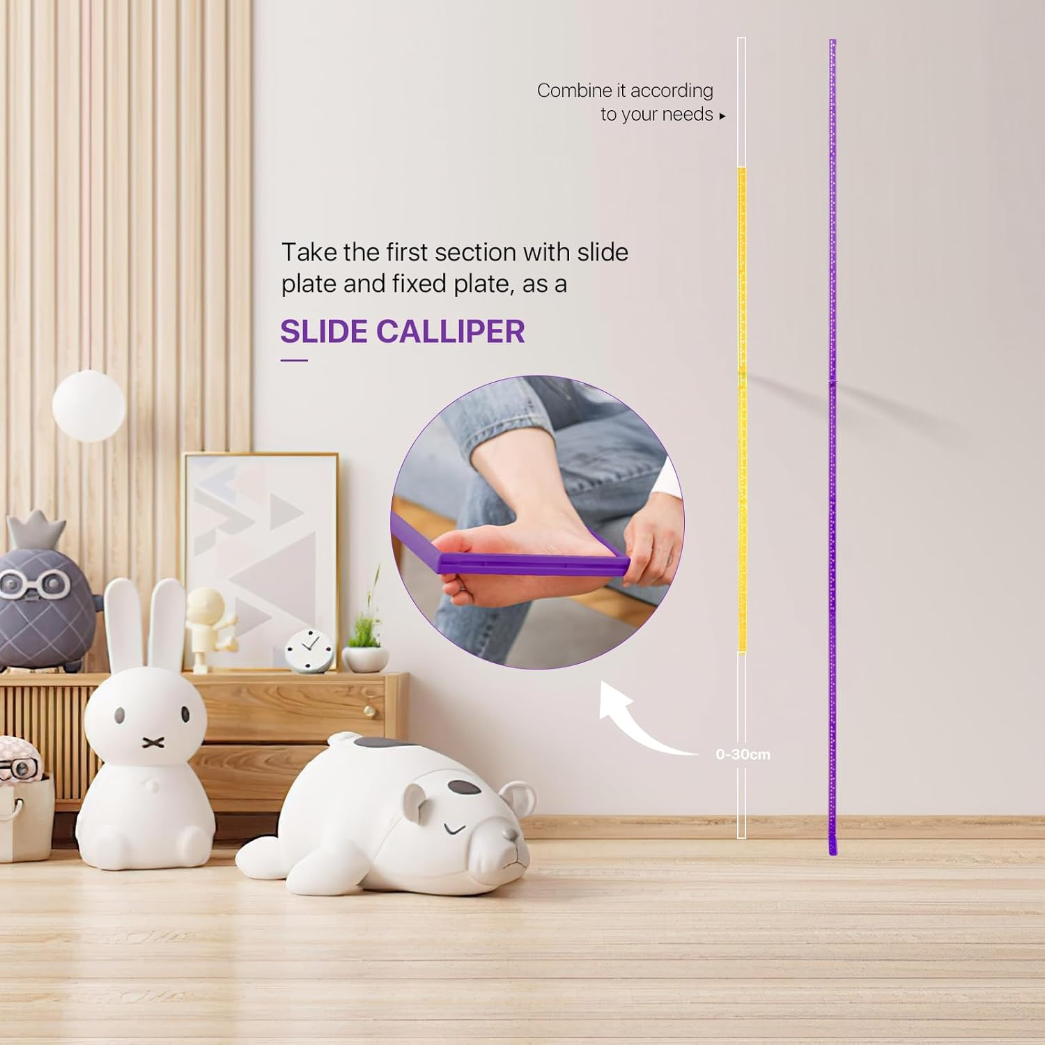 Growth Chart for Wall, Children Height Measurement,3D Removable Growth Height Chart,Splicing Height Ruler for Kids Baby Nursery 79 Inch (Purple) - Yellow image number 6
