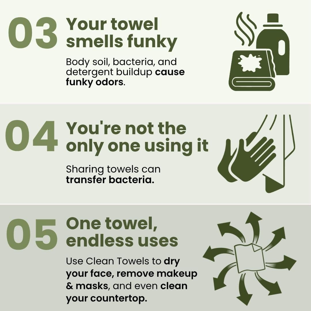 Clean Skin Club Bamboo Viscose Clean Towels&reg; XL 100% USDA Biobased Face Towel, Disposable Face Towelette, Makeup Remover Dry Wipes, Ultra Soft, 50 Ct, 1 Pack image number 5