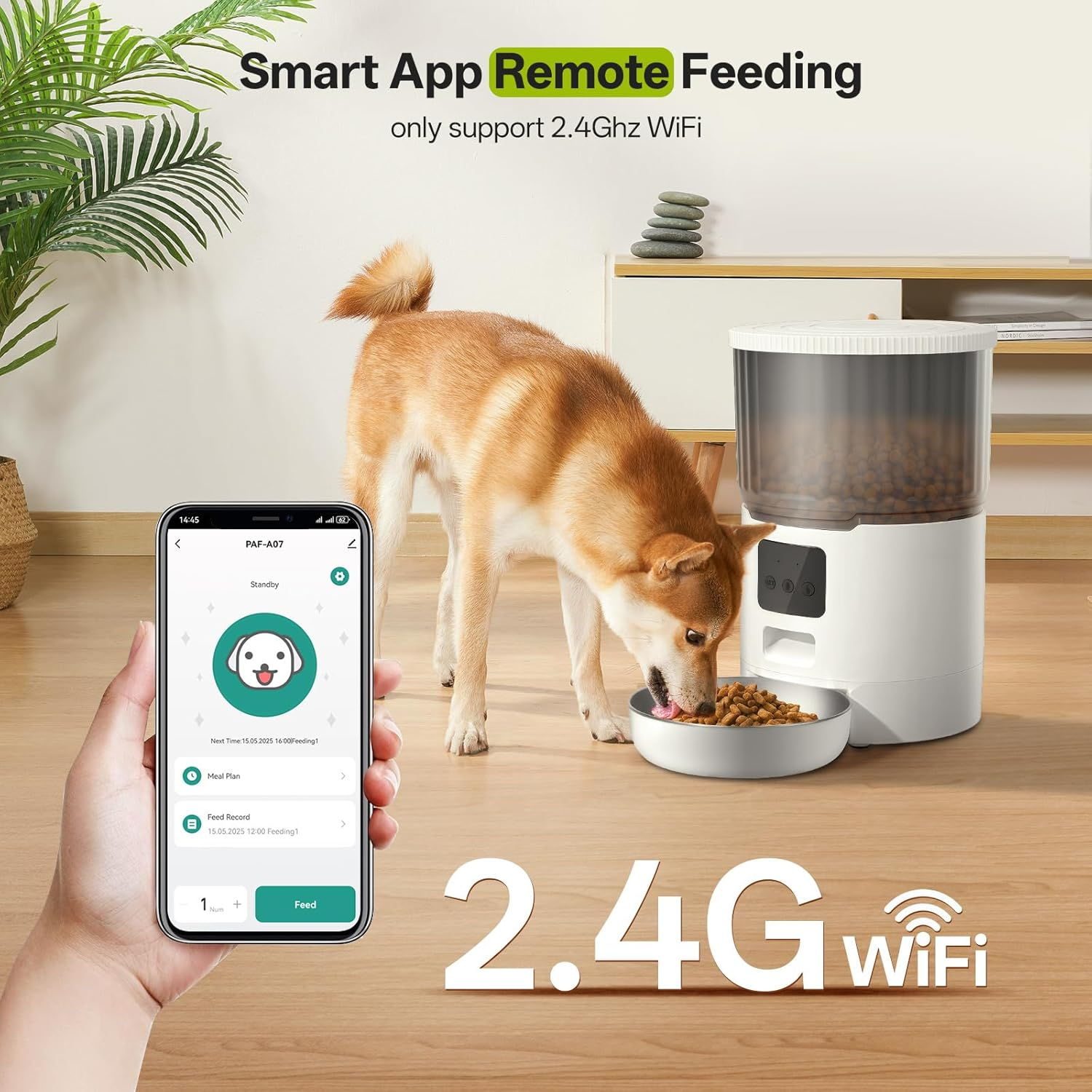Mukkela Wifi Automatic Cat Feeder, 4L Timed Cat Dry Food Dispenser with 10S Voice Recorder, APP Control, Auto Pet Feeder up to 10 Meals per Day for Cats, Dogs, Dual Power Supply (White) image number 5