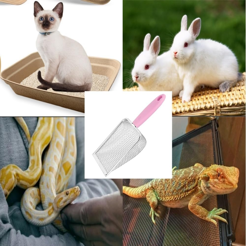 Jindizi Stainless Steel Reptile Sand Substrate Scoop, 1Pc, Pink, 26.5X9.8Cm/10.43X3.86Inch, Cat Litter Scoop, Reptile Sand Substrate image number 3