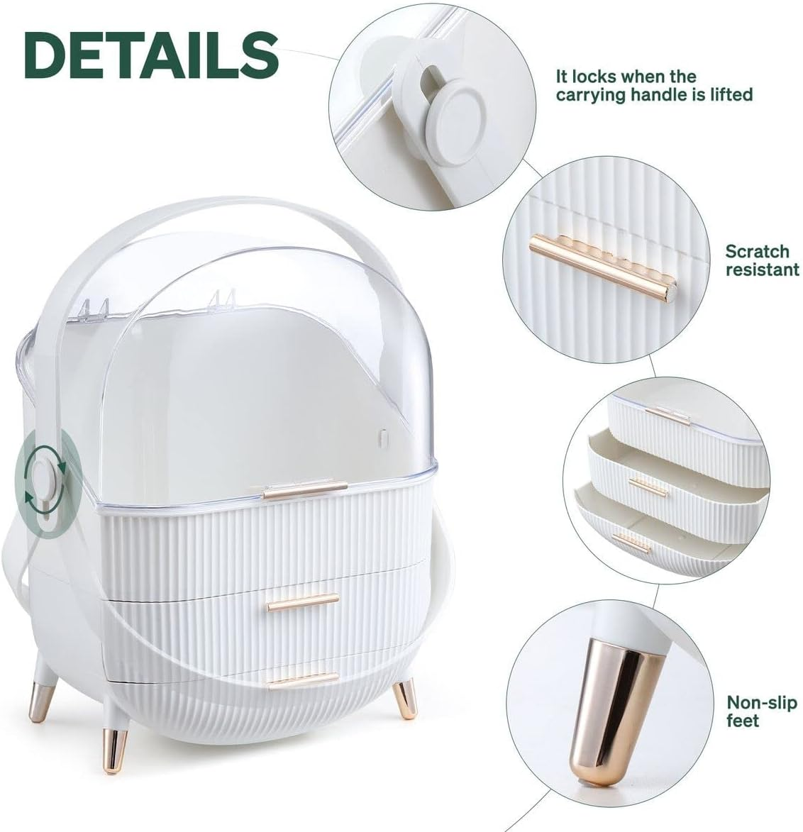 Maxkon Makeup Organizer Drawer Storage Drawer Case, Portable Jewellery Box Stand Brush Holder for Cosmetic Lipstick Skincare Display image number 2