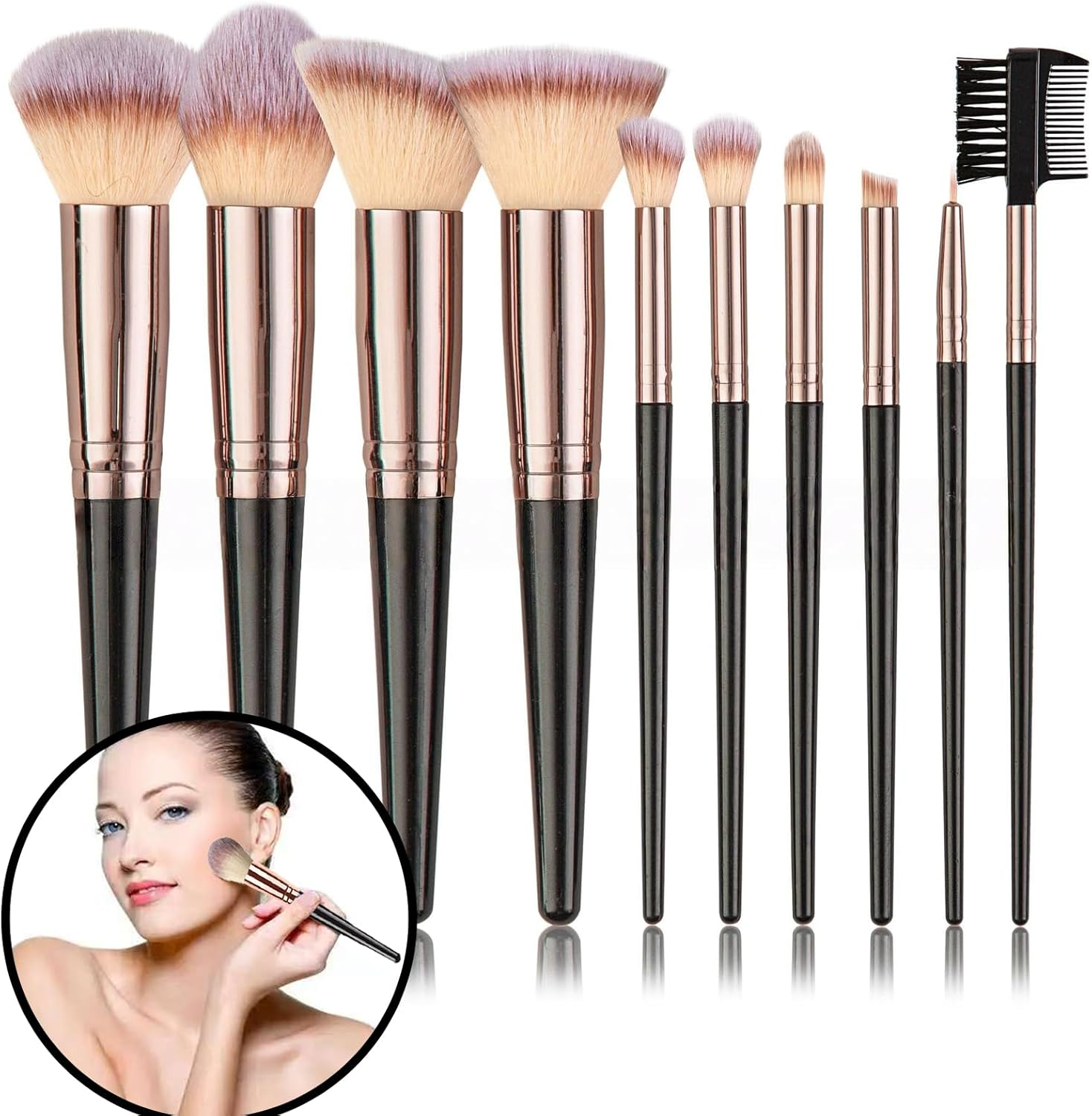 Makeup Brush Set, Professional Makeup Brushes Set, Gift Set for Face, Foundation, Blush, Eyeshadow, Contour, Concealer, Whitening, Beauty Egg, Random Colour #4 image number 3