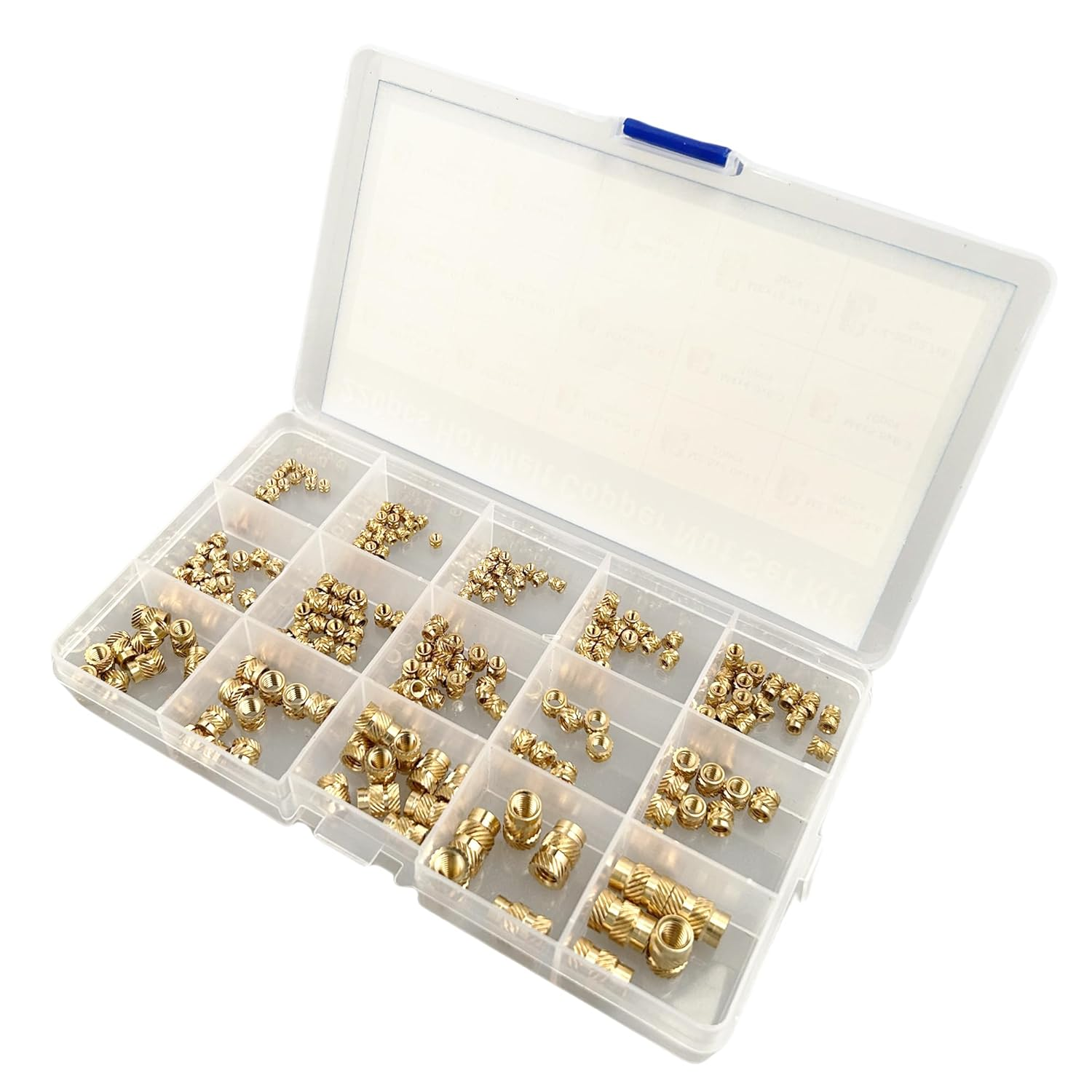 220Pcs Threaded Brass Inserts,M2,M2.5,M3,M4,M5,M6 and 1/4"-20 Heat Set Inserts and Brass Metric Knurled Nuts Assortment Kit for Plastic and 3D Printing Components image number 1