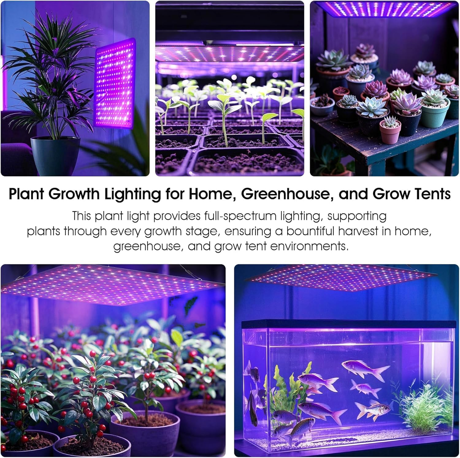 2 Pack LED Grow Light Panel 400W Lamp for Indoor Plants, Full Spectrum with Warm White Blue Red UV IR Leds for 4X4Ft Coverage Grow Tent Greenhouse Veg and Bloom Seedlings Hydroponics image number 5