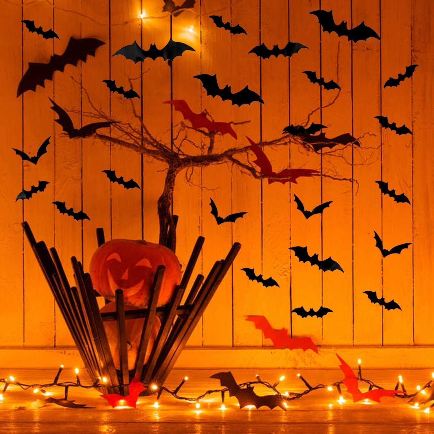Bats Wall Decor Hallween Decorations Bats Wall Decor 120PCS Realistic PVC 3D Black Scary Bat Sticker for Creepy Home Decor Halloween Party Decorations DIY Wall Decal image number 3