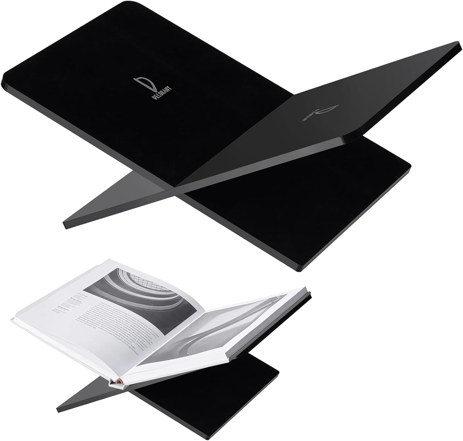 Acrylic Book Stand 38 X 24 X 14 Cm Large Open Book Display Stand for Cookbook Art Book Bible Guest Book - Coffee Table Book Stand for Reading - Black, Large