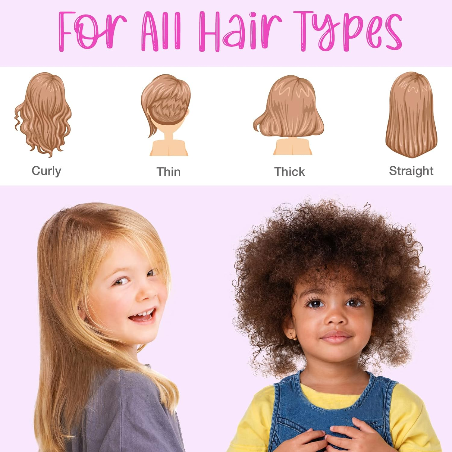 Girls Detangling Brush for Curly, Wet/Dry, Thick Hair - Pain-Free Brushing for Women (Rainbow Unicorn) image number 4