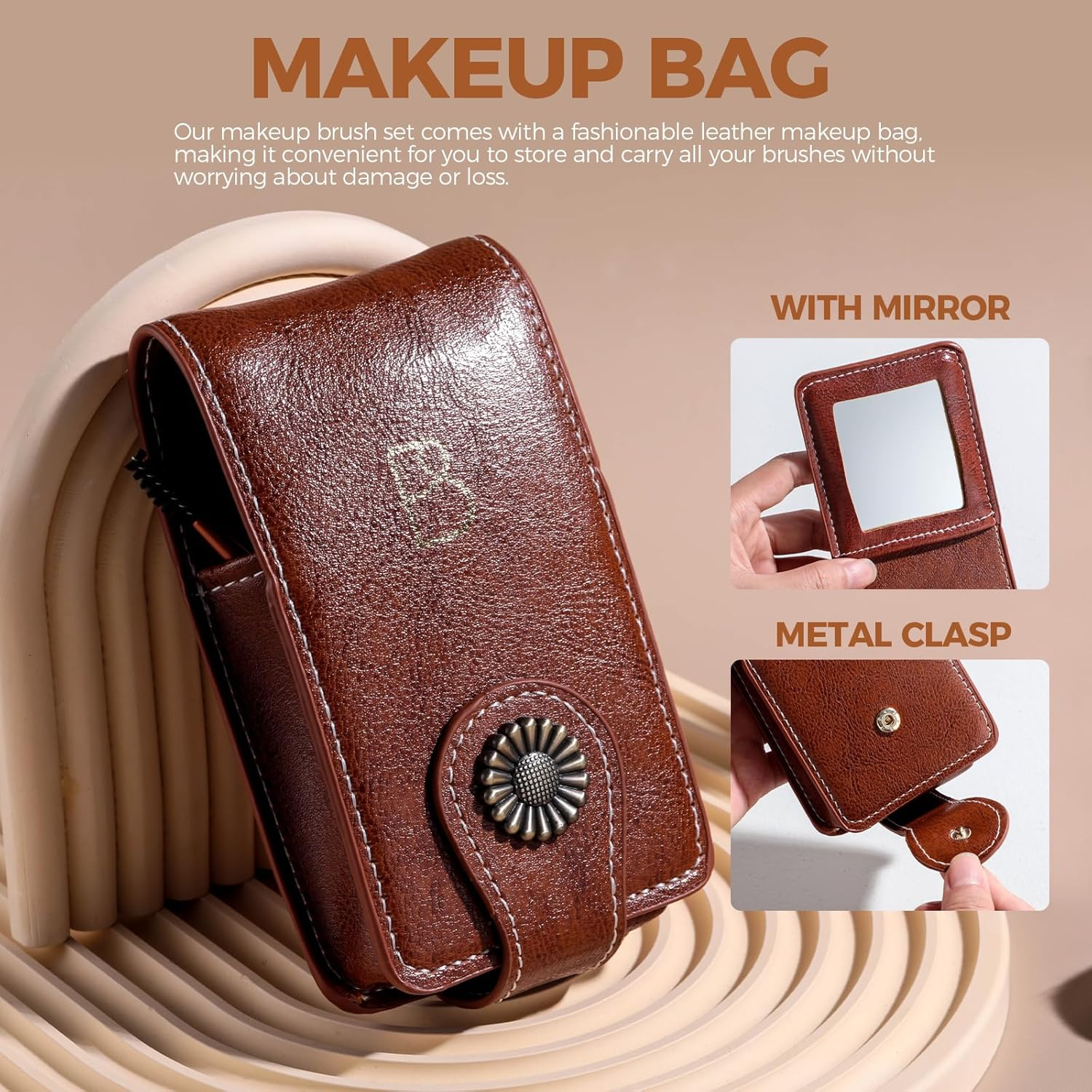 BS-MALL 10 Pcs Professional Bamboo Makeup Brush Set - Travel-Friendly Eyeshadow Brush, Concealer Brush & Foundation Brush for Liquid Makeup - Lightweight Multi-Purpose Daily Use with Makeup Bag image number 1