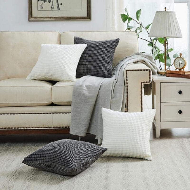 45X45 Plain Solid Colour Cushion Cover Decorative Pillow Case Home, Hidden Zipper Design, Handmade Quality - Black image number 3