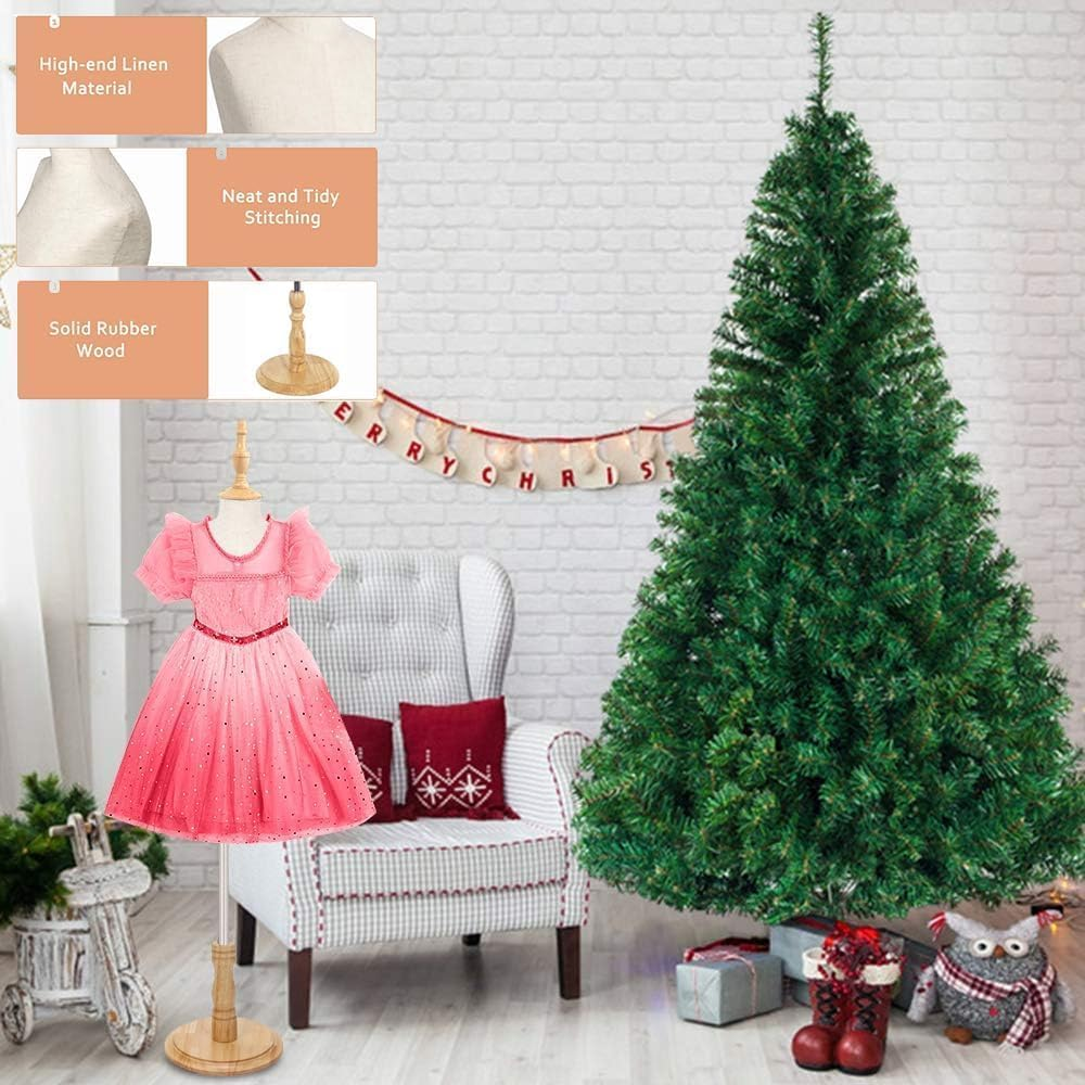 LIODUX Kid Dress Form, Adjustable Child Mannequin with Wooden Base, Child Mannequin, Models Girl and Boy Display Kids Unisex Manikin for Sewing Dressmakers Jewelry Display (6-7 Years Old)